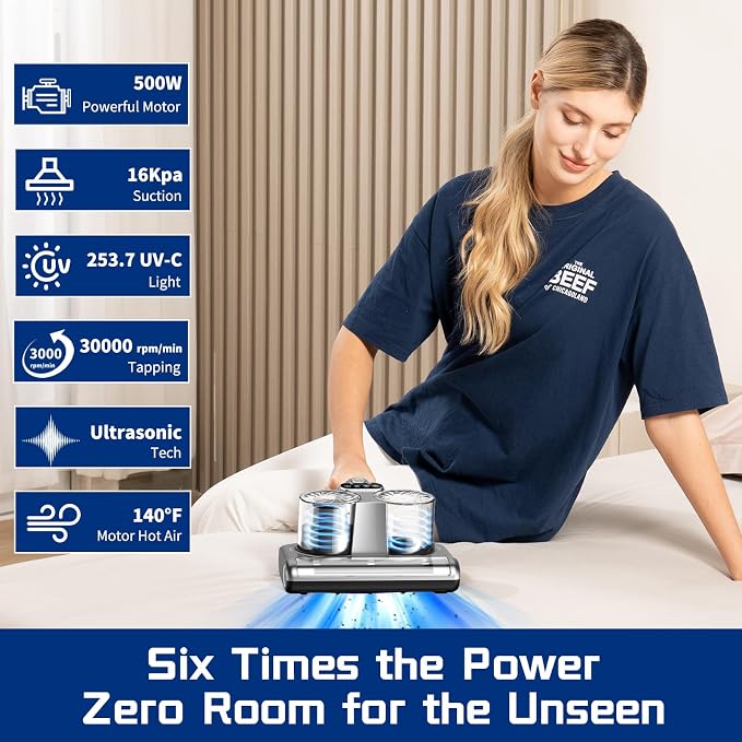Bed Vacuum Cleaner 5 in 1 with Mattress Vacuum 16Kpa Suction 253.7nm UV-C Light - Image 2