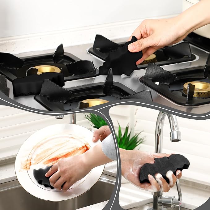 Tioncy 12 Pack Bat Sponges Kitchen Bulk Dual Sided Scrubber Gothic Sponges - Image 5