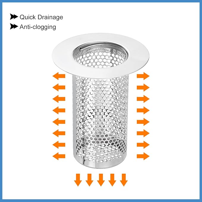 uxcell 4 Pack Shower Drain Strainer, 3.2" x 2.6" 304 Stainless Steel Floor - Image 4