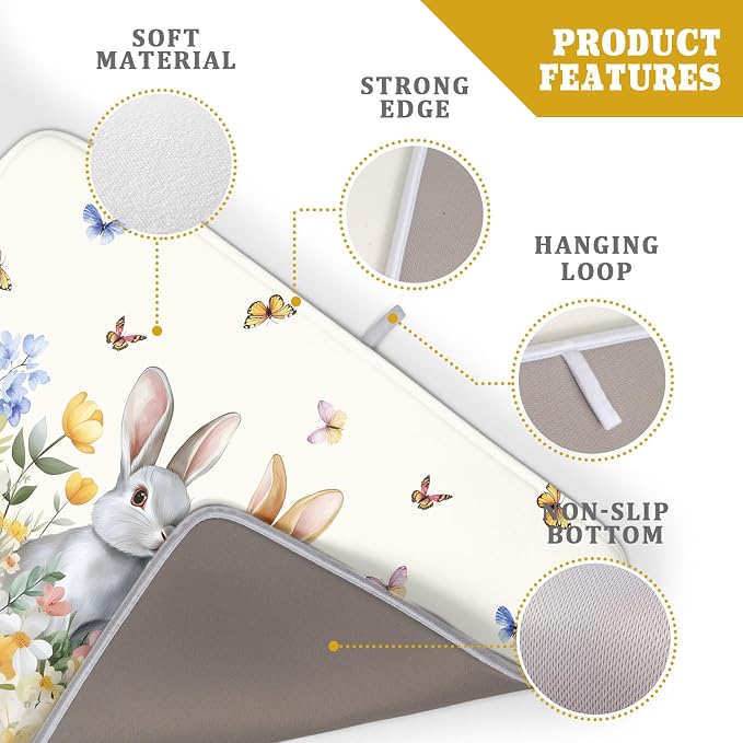 Spring Easter Rabbit Dish Drying Mat - Image 4