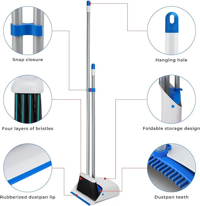 Broom with Dustpan Combo Set, Dustpans Stand Up - Image 4