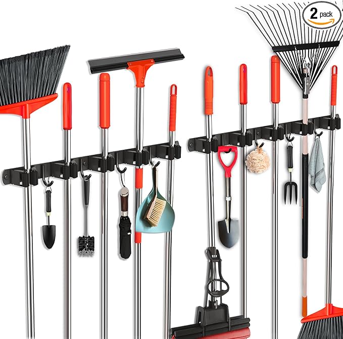2 Pack Mop and Broom Holder Wall Mount, Upgraded Broom Hanger Wall Mount by FODARSAI