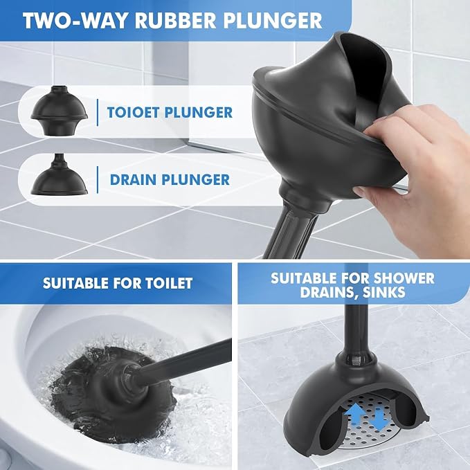 Toilet Plunger and Brush with Holder, Bowl Brush and Heavy Duty Toilet Plunger - Image 3