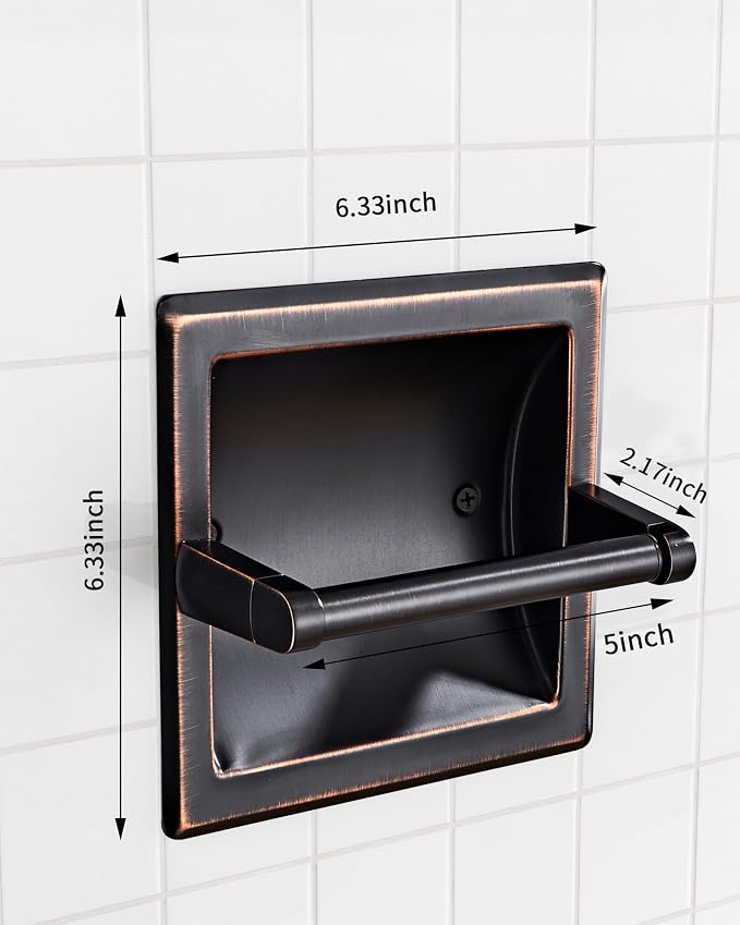 Recessed Oil Rubbed Bronze Toilet Paper Holder, Wall Mounted Heavy Duty - Image 7