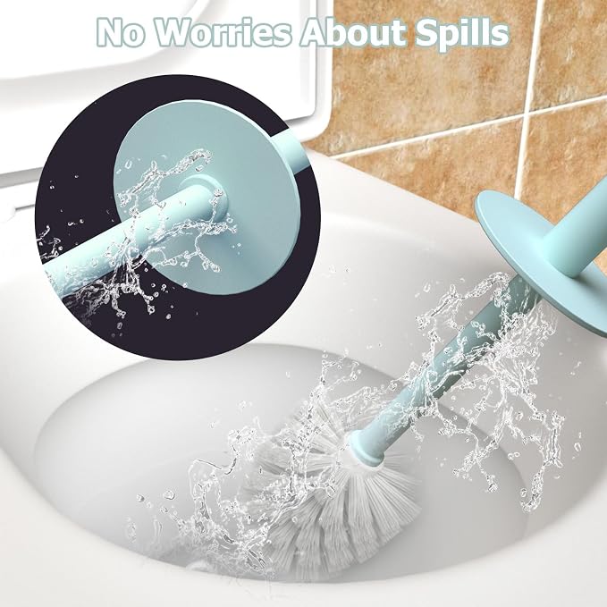 Topsky 2 Pack Compact Toilet Brush & Holder Set, Plastic Round Barrel Loo Brush - Image 6