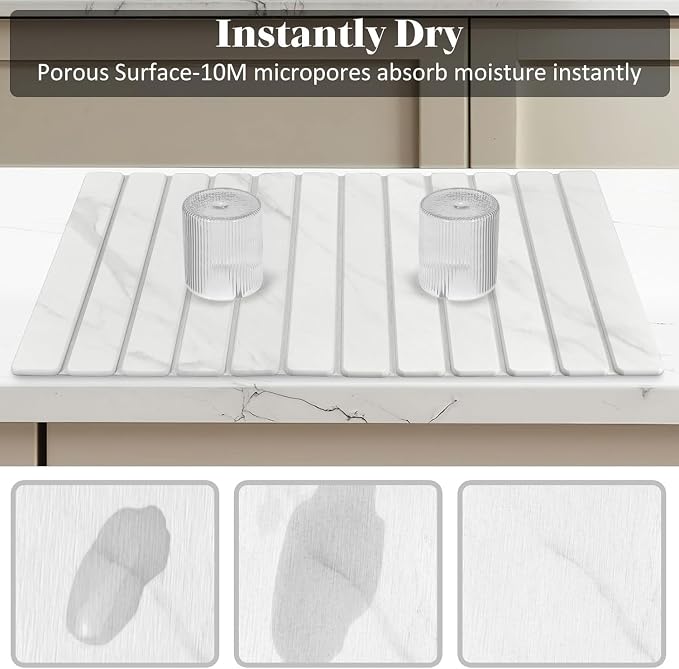 Large Stone Dish Drying Mats for Kitchen Counter, Fast Drying Collapsible Dish - Image 4