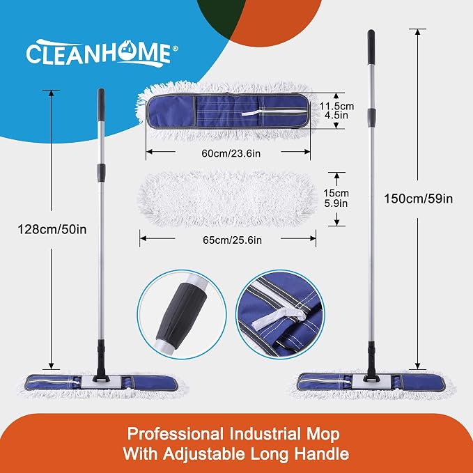 24" Commercial Dust Mop for Floor Cleaning, Heavy Duty Duster Floor Mop - Image 5