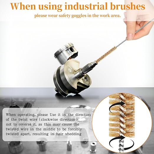 14-Pieces Brass Wire Brush Stainless Steel Tube Brush Set 12" Round Wire - Image 5