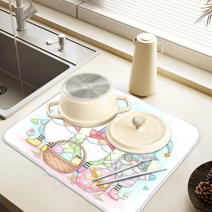 Colorful Easter Cute Gnomes Dish Drying Mat - Image 5