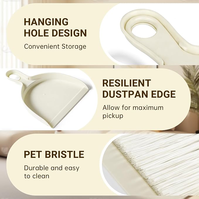 THINKLEARN 2PCS Mini Broom and Dustpan Set, Small Dustpan and Brush, Compact - Image 4