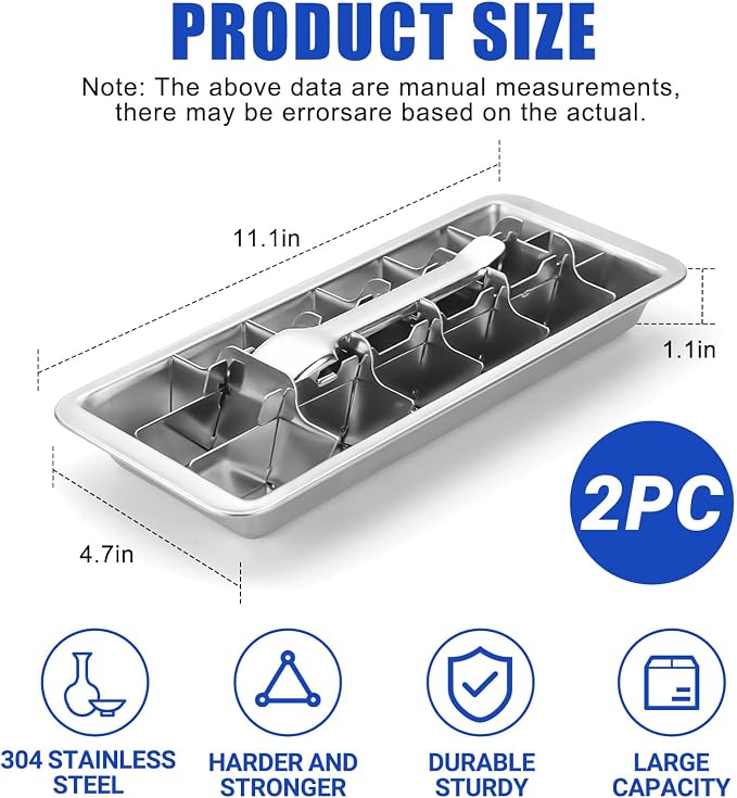 2 Pcak 18-Slot Ice Cube Trays Stainless Steel - Image 4