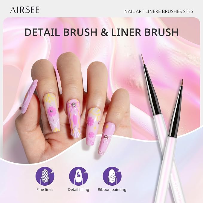 AIRSEE Gel Polish Nail Art Brushes set, and Carved Brush, DIY Manicure Tools - Image 5