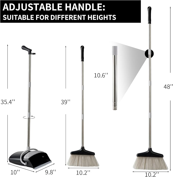 Broom and Dustpan Set Lightweight Upright Lobby Broom and Dust Pan Combo - Image 3