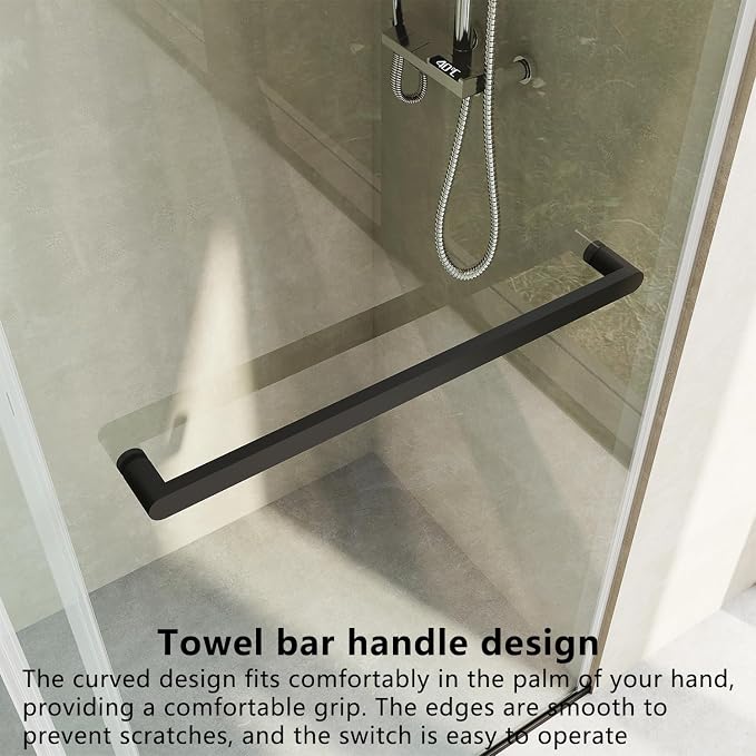 Frameless Soft Close Shower Door, 76 "H, 3/8" Clear Tempered Glass, Double - Image 7