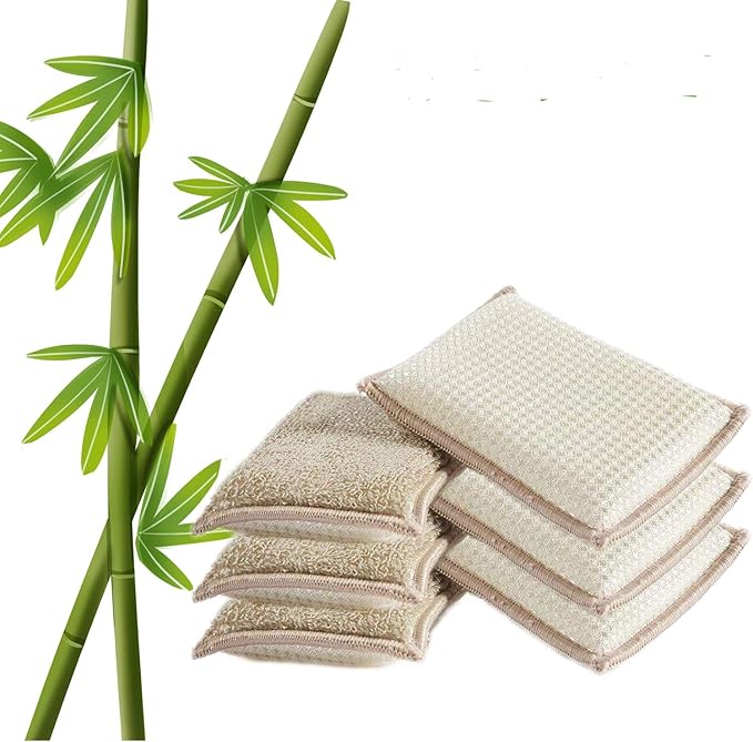 Natural Bamboo Sponges Kitchen Cleaning Sponges Dish Sponges Reusable Dish by UKEENORHomeCleansingSolution
