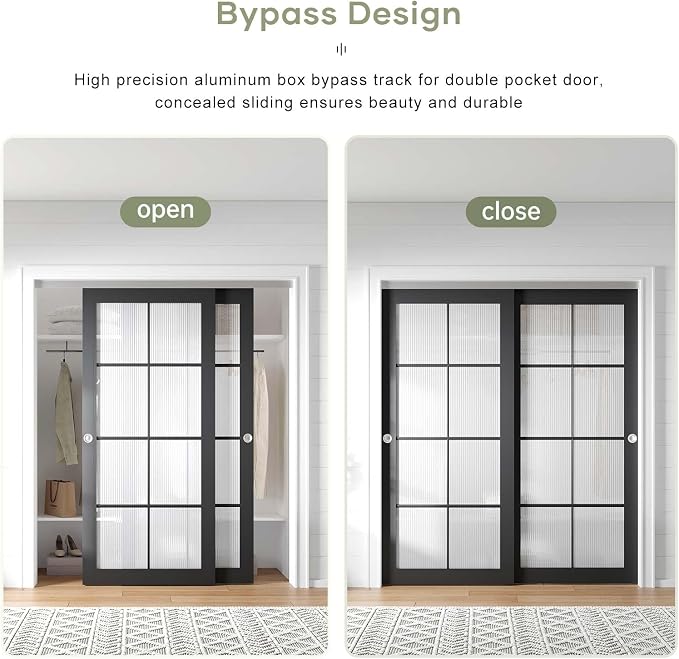 EaseLife 6FT/72in Bypass Double Sliding Pocket Door Hardware Kit, Commercial - Image 3