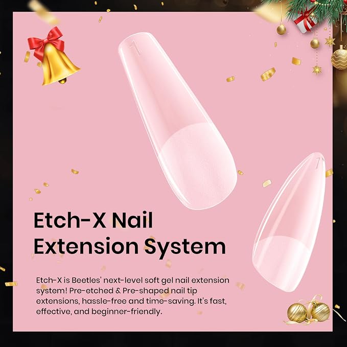 Beetles Gel Nail Tips Medium Almond Etch X, 12 Sizes 288 PCS Half Matte Full - Image 7
