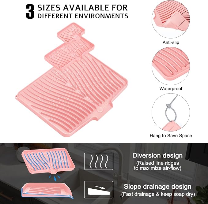 Silicone Dish Drying Mat for Kitchen Counter, Dish Drying Pad, Non-Slip Drain - Image 3