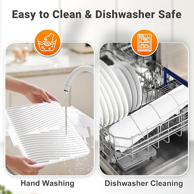 Silicone Dish Drying Mat for Kitchen Counter, Non-Slip Drain Pad, Dish Drying - Image 5