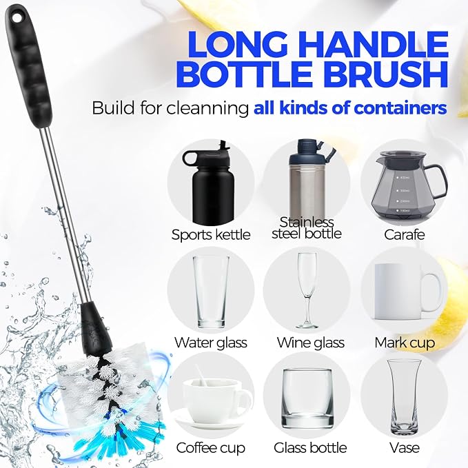Holikme Bottle Brush Cleaner Set, 3 Straw Cleaner Brush, Bottle Cleaning Brush - Image 2