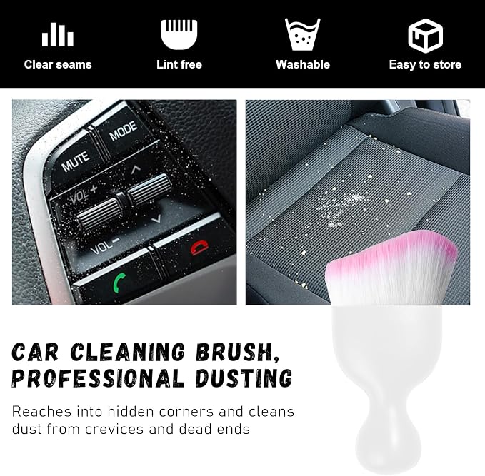 Ziciner Car Detailing Brush, Curved Soft Bristles Auto Removal Dust Collectors - Image 6