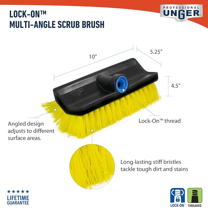 Unger Professional HydroPower Lock-On 10” Bi-Level Scrub Brush, Cleaning - Image 7