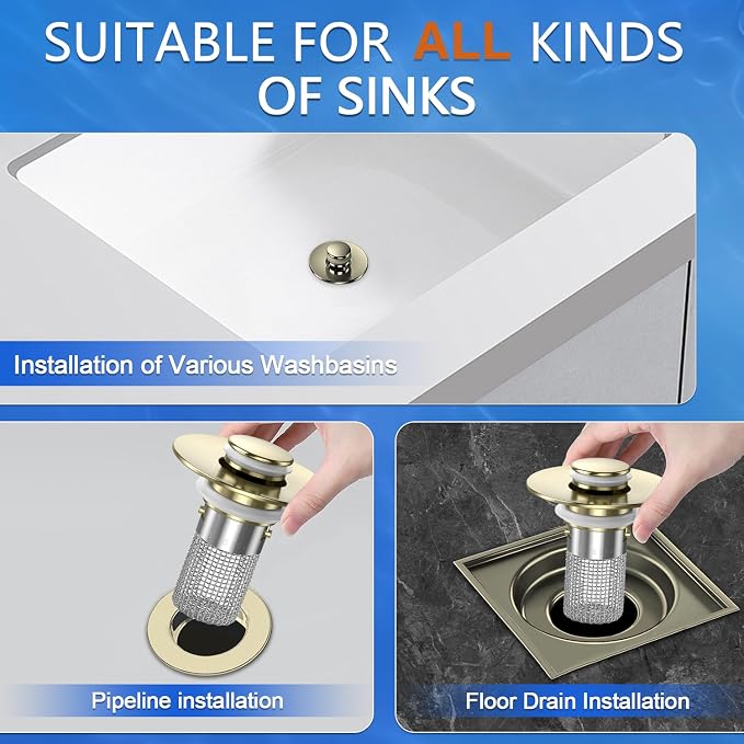 Sink Stopper Hair Catcher, Pop-up Sink Drain Strainer - Image 7