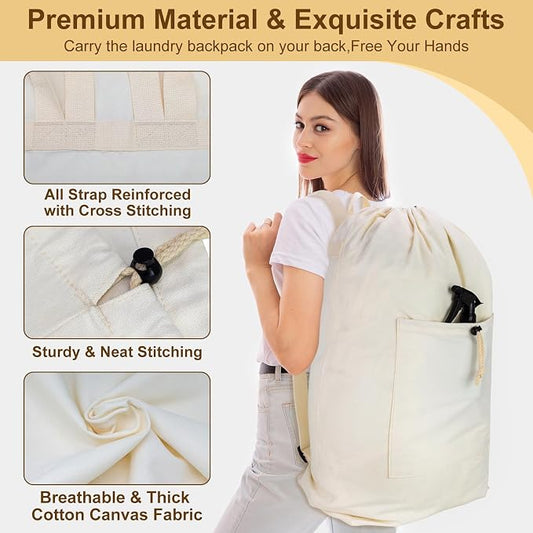 Laundry Bag Backpack, Canvas Laundry Bag - Image 2