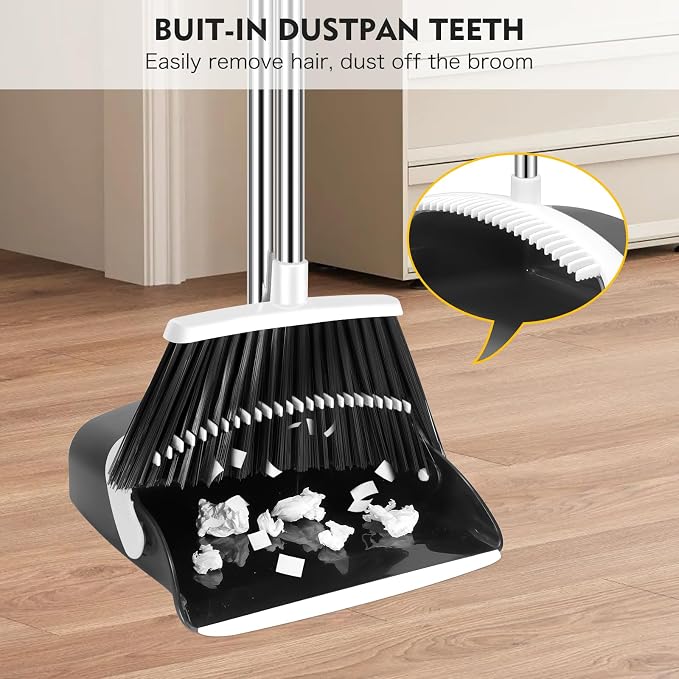 Broom and Dustpan Set, 55-in Long Adjustable Handle Broom - Image 4