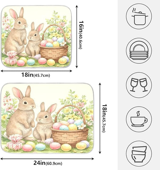 Cute Easter Bunny Rabbit Eggs Dish Drying Mat - Image 2