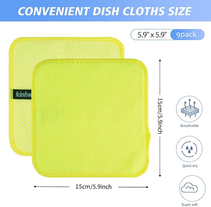 KinHwa Kitchen Washcloths for Dishes Absorbent Microfiber Dish Cloths Quick Dry - Image 7