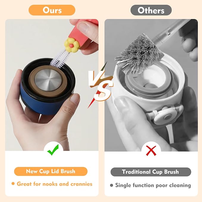 3 in 1 Cup Lid Cleaning Brush, Portable Cup Cleaner Brush, Water Bottle Cleaner - Image 4