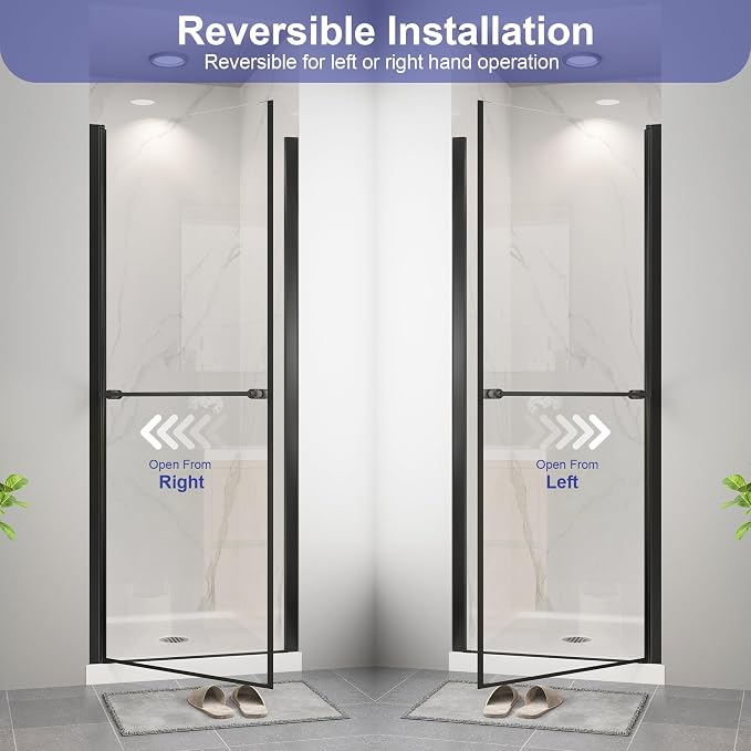 Frameless Pivot Shower Door 34"-36" W x 72" H, Swing Shower Glass Doors - Image 8