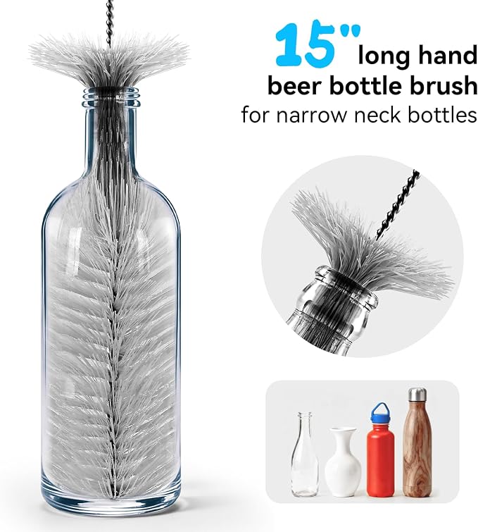 4 Pack Bottle Brush Cleaning Set, Including Long Handle Water Bottle Brush and - Image 4