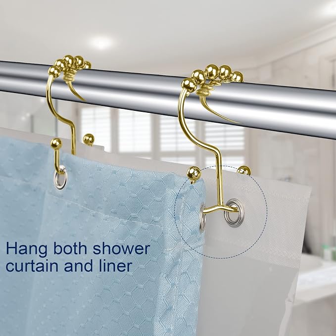 Shower Curtain Hooks, Sturdy Stainless Steel Double Sided Shower Hooks Rings - Image 4