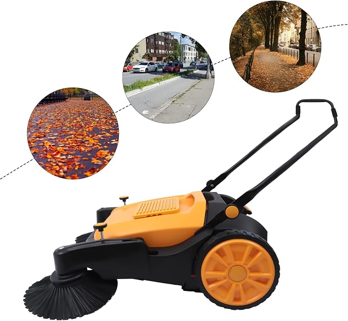 Walk-Behind Hand Push Floor Sweeper, 41” Commercial 55L Large Capacity Manual - Image 4