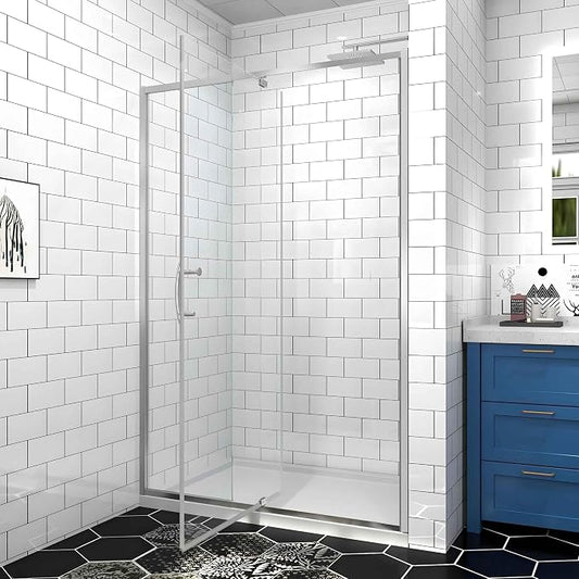 Pivot Glass Shower Door, 44–48" W x 71" H, 1/4" Clear SGCC Tempered Glass by Unknown