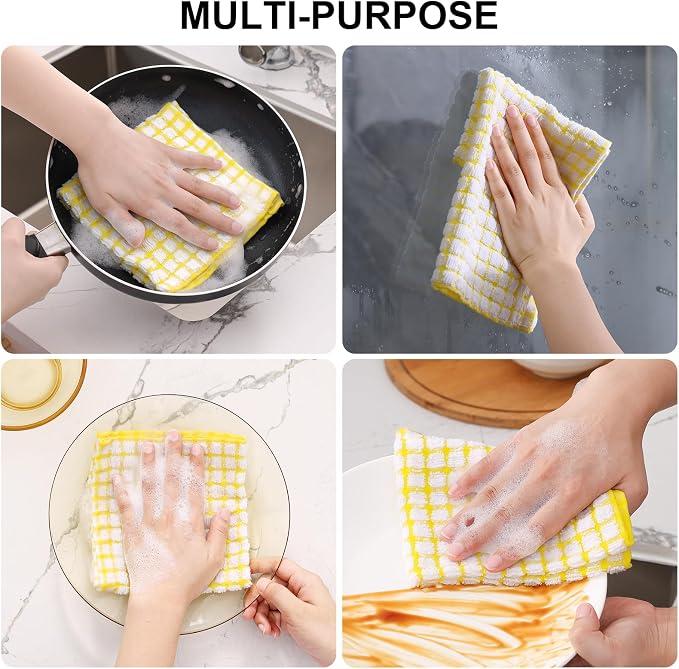 Kitinjoy Cotton 16 Pack Kitchen Towels and Dishcloths Sets, 16 x 25 Inch & 12 X - Image 4