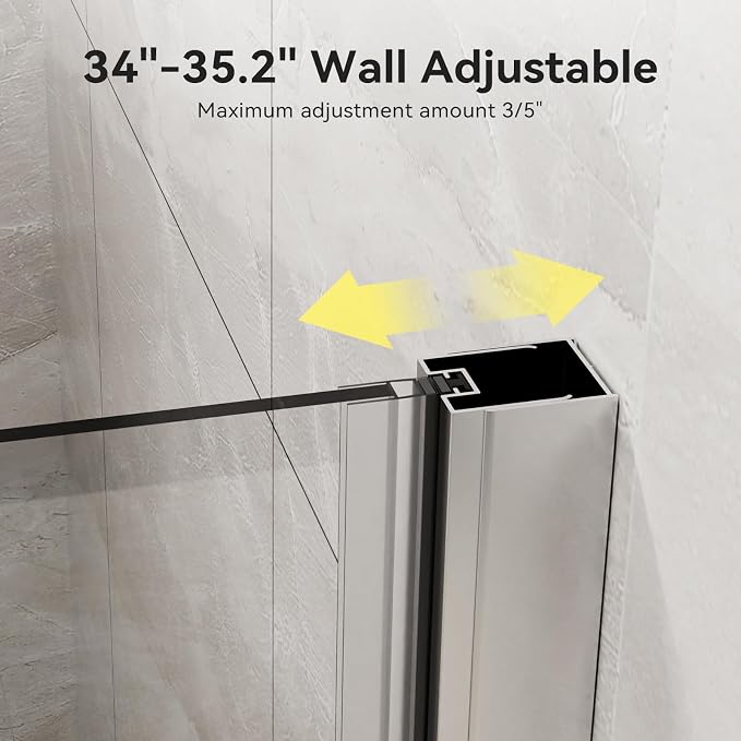 Frameless Bi-Fold Shower Door 34" W x 72" H, 1/4" Clear Tempered Glass - Image 4