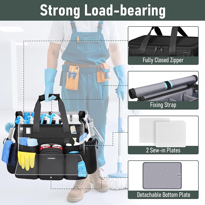 Ytonet Cleaning Caddy with Wheels, Large Rolling Cleaning Caddy Bag with - Image 5