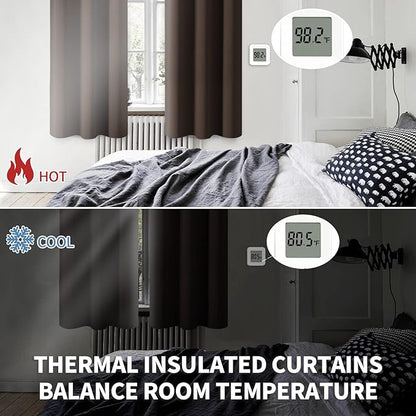 BGment Brown Blackout Curtains 36 Inch Length for Short Window - Rod Pocket Thermal Insulated Room Darkening Privacy Drapes for Kitchen Bathroom Cafe Rv Camper, 42 x 36 Inch, 2 Panels