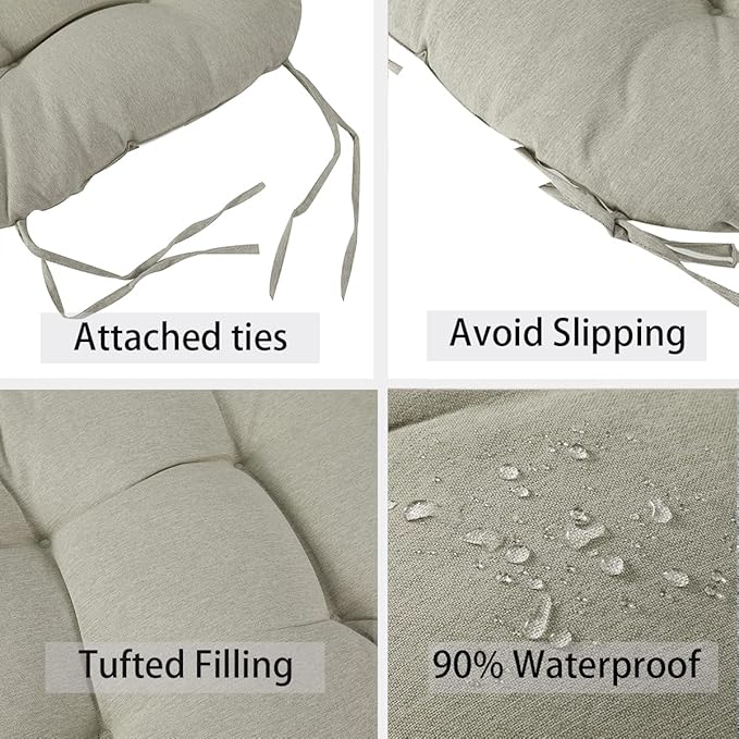 FUNHOME Outdoor Chair Cushions 19 x19 Inch,Water Resistant Tufted Seat Cushions 19",Reversible,Weather Resistant,Rounded Back Wicker Chair Cushion for Patio Garden Furniture(Light Brown)