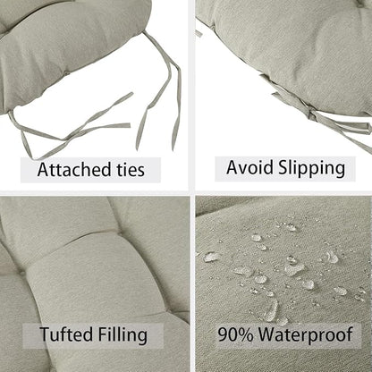 FUNHOME Outdoor Chair Cushions 19 x19 Inch,Water Resistant Tufted Seat Cushions 19",Reversible,Weather Resistant,Rounded Back Wicker Chair Cushion for Patio Garden Furniture(Light Brown)