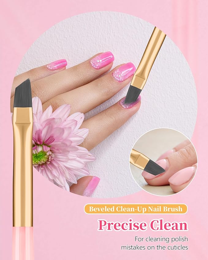 3PCS Nail Polish Clean Up Brush, Round&Falt&Angled Acetone Resistant Nail Brush - Image 5