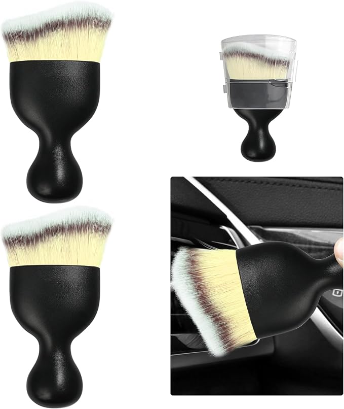 Ziciner 2 PCS Car Detailing Brush, Curved Soft Bristles Auto Removal Dust by Ziciner