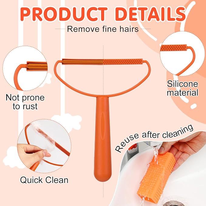 Honeydak 3 Pieces Hair Remover Tool Dog Hair Remover Pro Silicone Cleaner Brush - Image 5