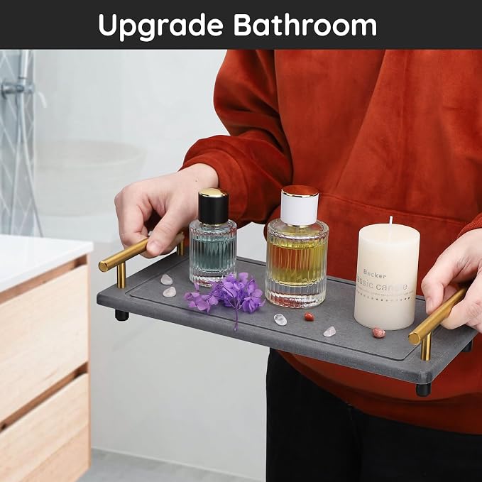 Segbeauty 12x6 Bathroom Counter Tray, Quick Dry Water Absorbing Stone Drying - Image 6