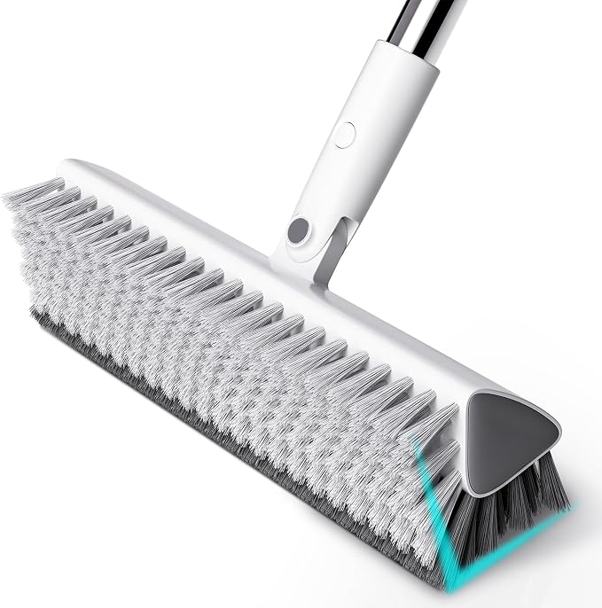 Floor Scrub Brush with Long Handle, Heavy-Duty Stiff Bristles, V-Shape Floor by funest