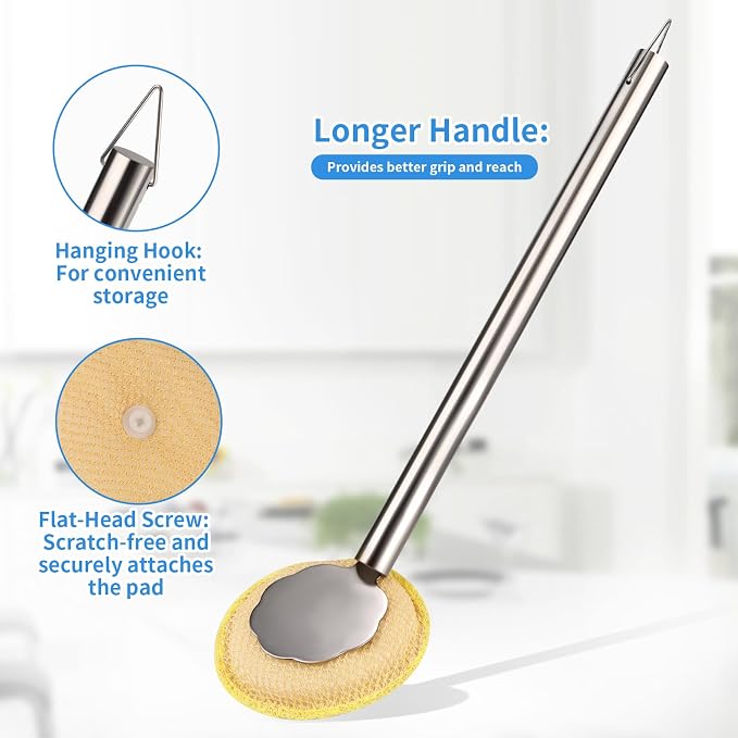 Kitchen Scrub Brush with Handle, Non-Scratch Extra Strong Cleaning Brush - Image 7