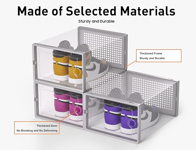 Kuject X-Large Shoe Storage Boxes Organizers Clear Plastic Stackable 12 Pack - Image 8